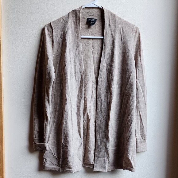 Talbots Taupe 100% Pure Italian Merino Wool Open Cardigan Size Petite Sm… - Picture 1 of 12